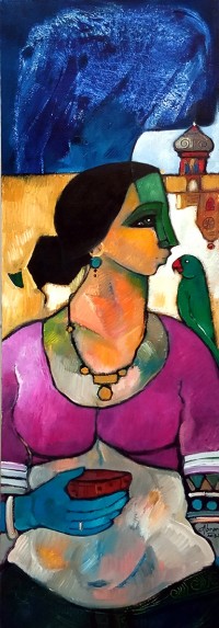 Abrar Ahmed, 12 x 36 Inch, Oil on Canvas, Figurative Painting, AC-AA-600 Abrar Ahmed, 12 x 36 Inch, Oil on Canvas, Figurative Painting, AC-AA-600